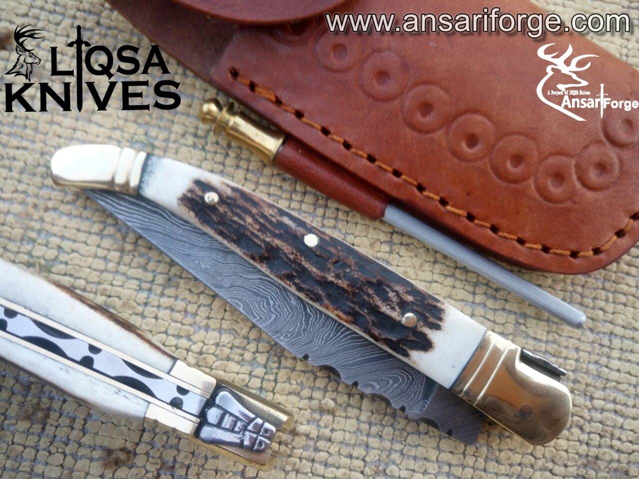 Close-up of Laguiole knife bee and spine file work on spring.