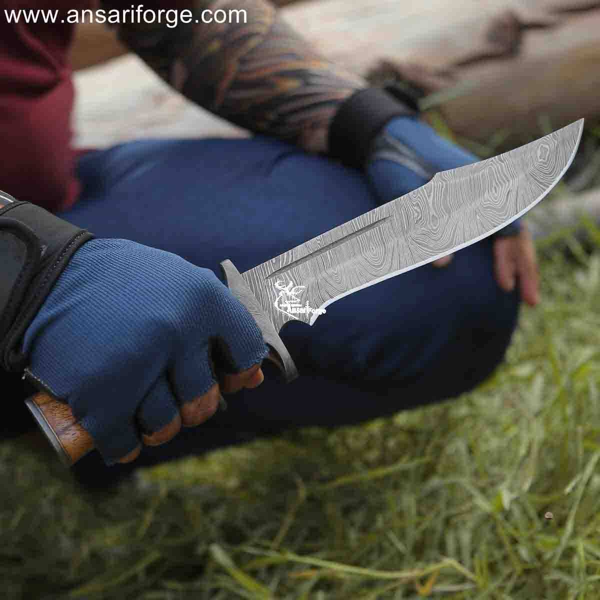 Damascus steel Best Bowie knife, full tang, hand forged, leather sheath