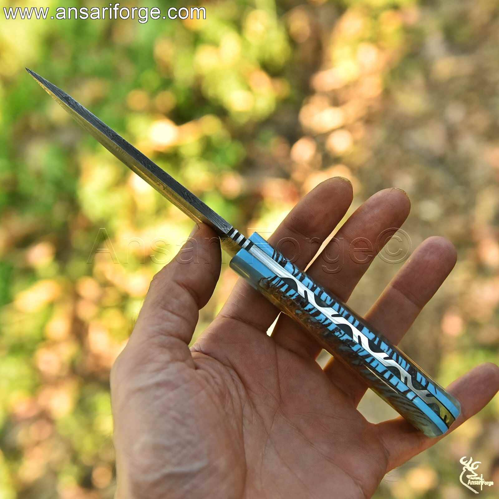 Ansari Forge Signature Damascus Steel Knife - Master Bladesmith Craftsmanship.