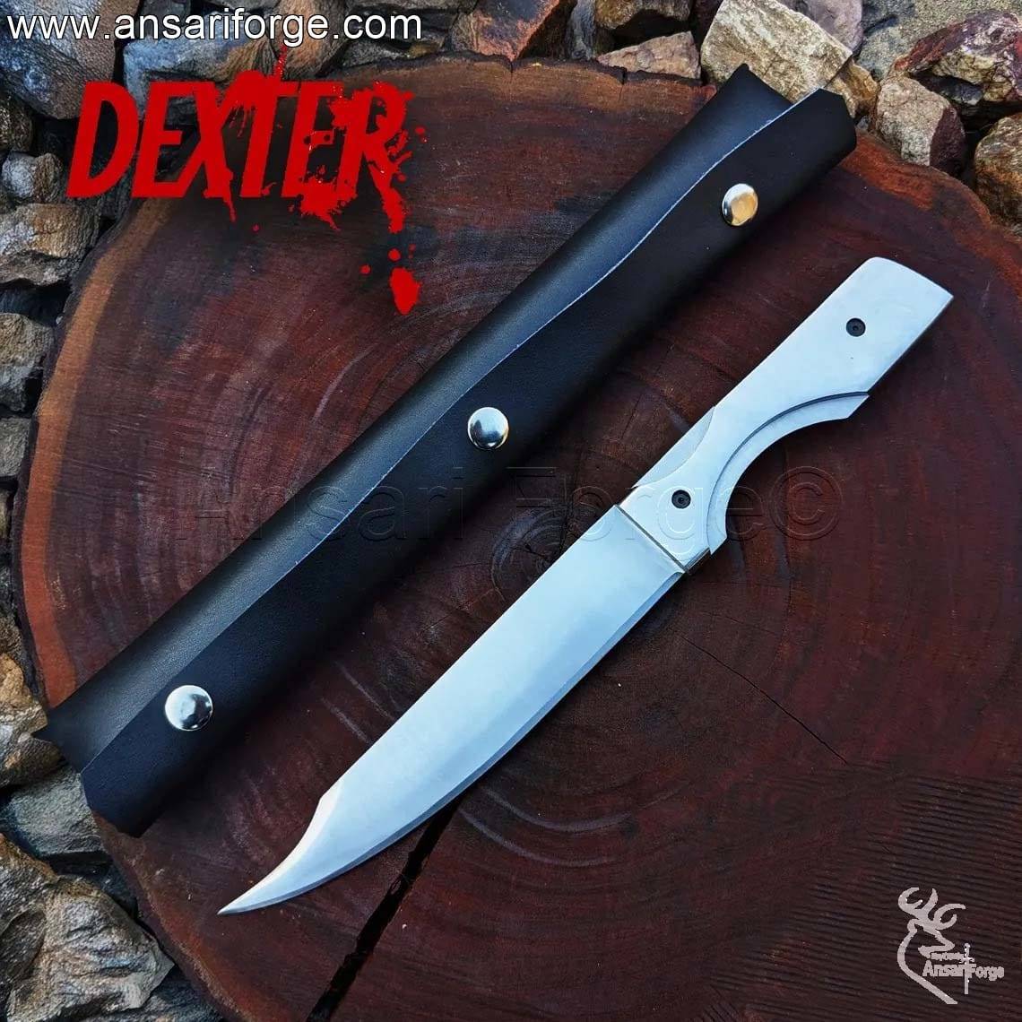 Dexter Morgan Knife - Handmade D2 steel Bowie knife with leather sheath.
