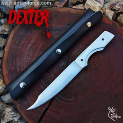 Dexter Morgan Knife - Handmade D2 steel Bowie knife with leather sheath.