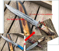 Custom knives order -Feather blade with  antler handle