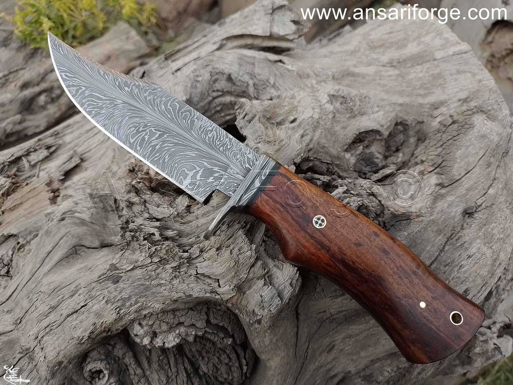 Forged Damascus hunting knife.
