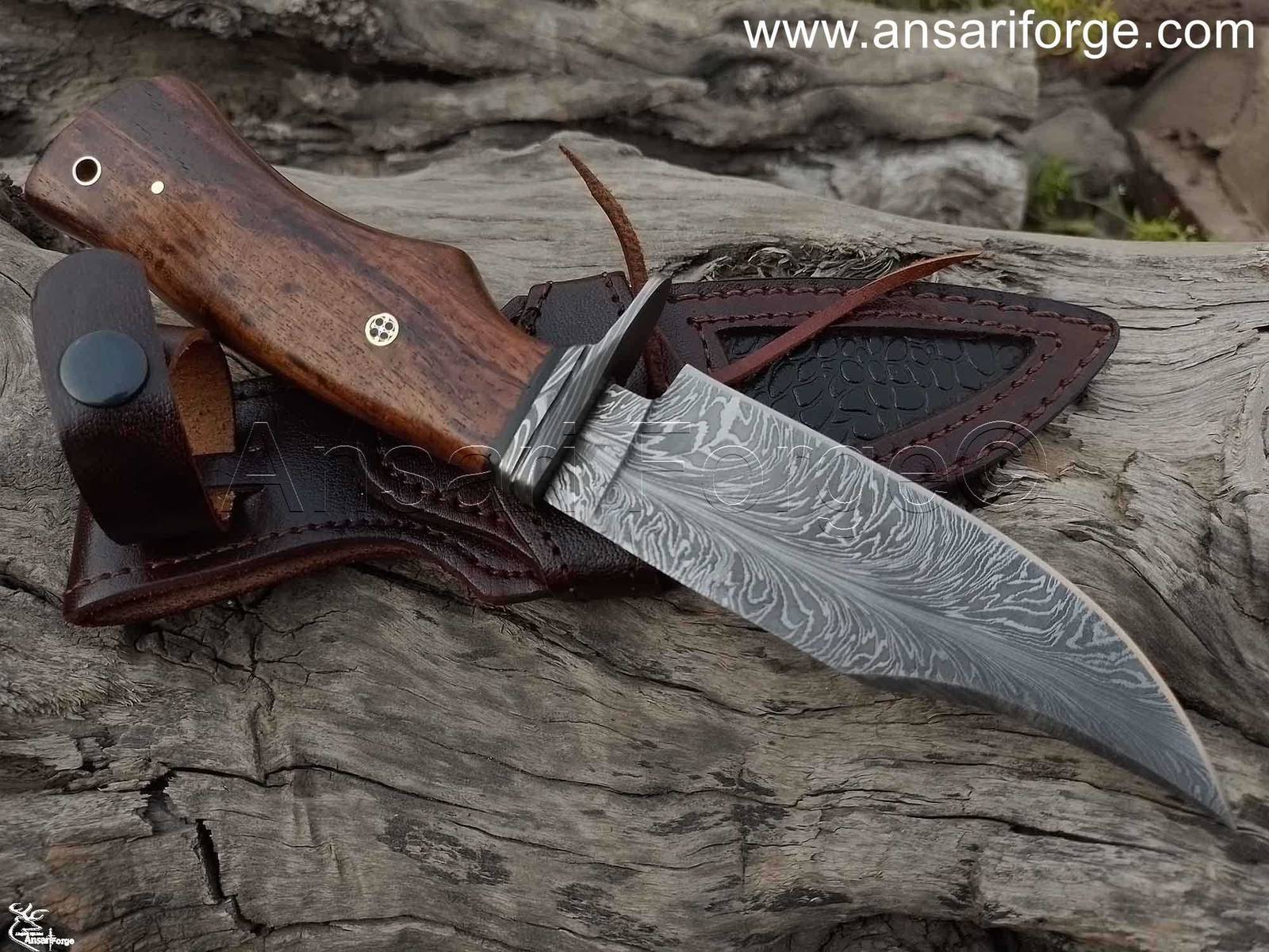 Real Damascus hunting knife for sale.