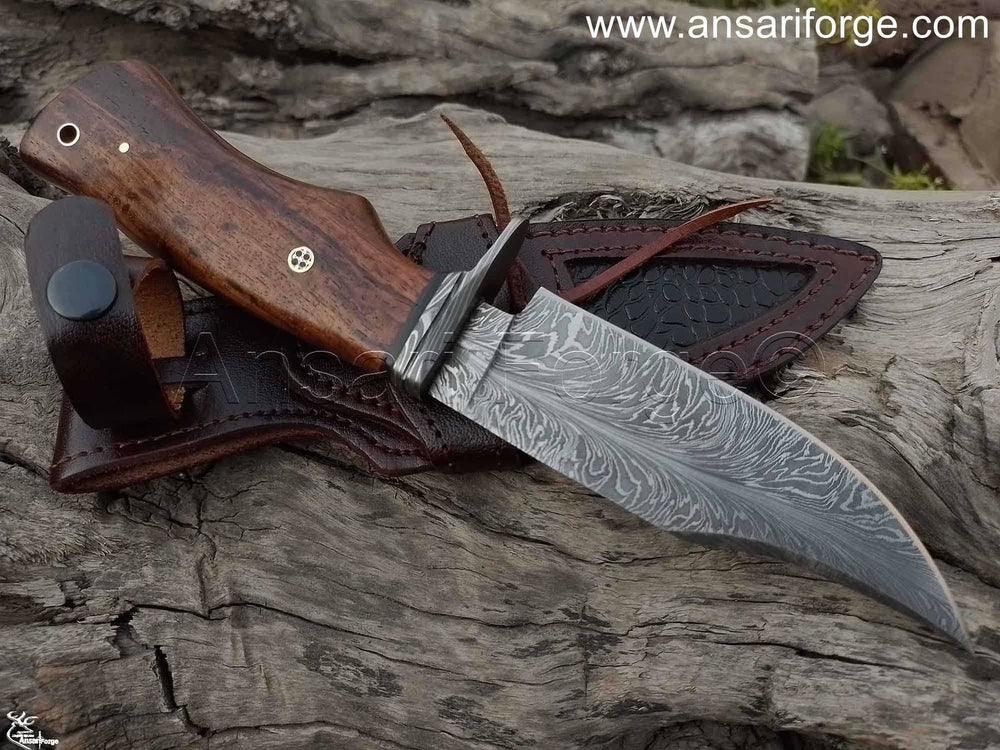 Real Damascus hunting knife for sale.