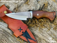 Farrier Rasp Knife With Stainless Steel Hilt, Wood Handle & Leather Sheath. On Sale Now At Ansari Forge.