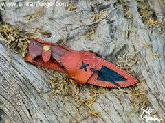 Handmade Rasp Steel Knife In Genuine Leather Sheath.