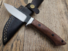 Custom Handmade D2 Steel Hunting Knife With Sheath Walnut Wood Handle