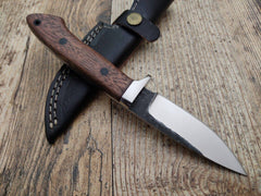 Custom Handmade D2 Steel Hunting Knife With Sheath Walnut Wood Handle