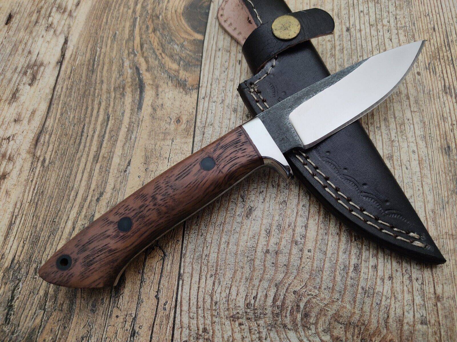 Custom Handmade D2 Steel Hunting Knife With Sheath Walnut Wood Handle