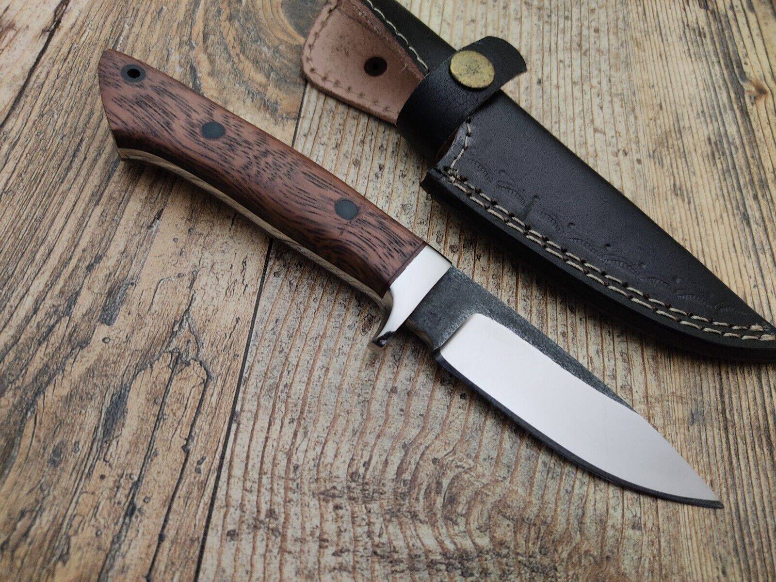 Custom Handmade D2 Steel Hunting Knife With Sheath Walnut Wood Handle