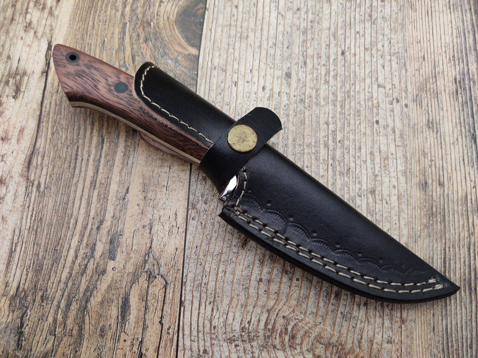 Custom Handmade D2 Steel Hunting Knife With Sheath Walnut Wood Handle