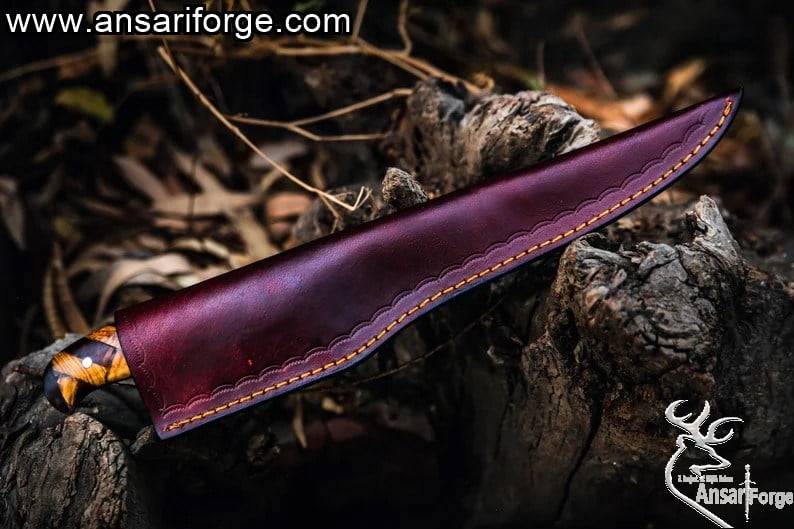 Custom Handmade Damascus Steel Fillet Knife With Beautiful Handles Rosewood & Olive With Sheath