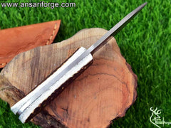 7 Inch Damascus Steel Hunting Knife Stag Antler Handle