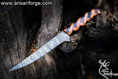 Custom Handmade Damascus Steel Fillet Knife With Beautiful Handles Rosewood & Olive With Sheath