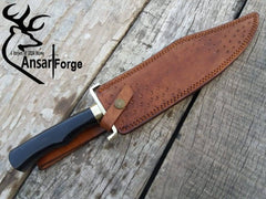 Handmade D2 steel Bowie knife wood handle