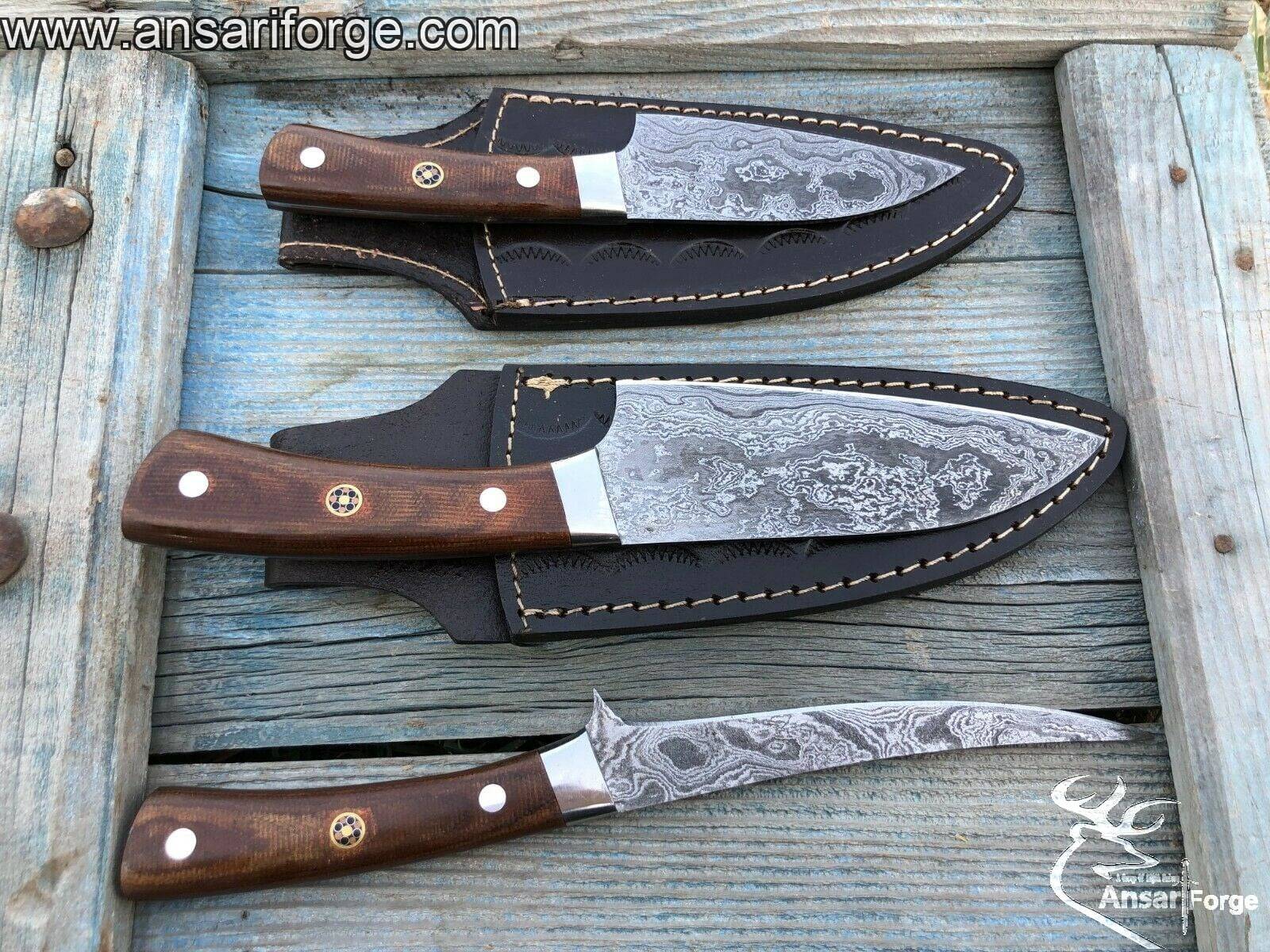 Damascus steel Hunting knifes set - Black Friday Sale