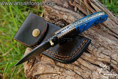 Custom made Damascus steel pocket knife