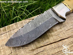 Damascus steel bone collectors hunting Skinning knife with sheath