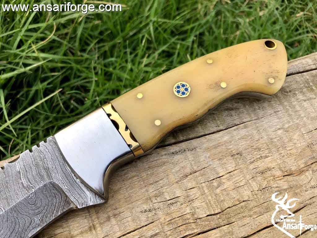 Damascus steel bone collectors hunting Skinning knife with sheath