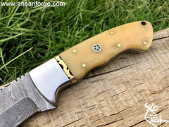Damascus steel bone collectors hunting Skinning knife with sheath