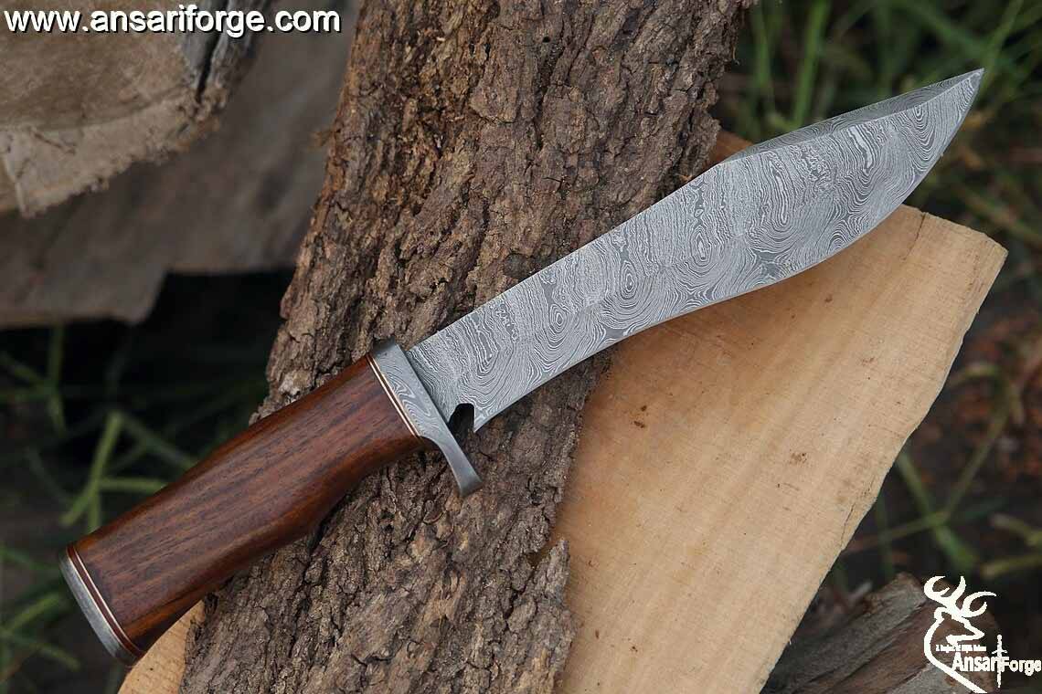Custom Handmade Damascus Steel Hunting Knife Survival Bowie Knife With Sheath
