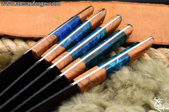 custom made kitchen knives set hand forged carbon steel Wood Handles