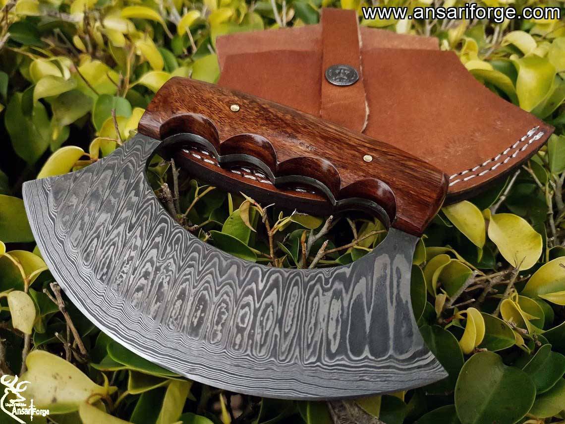 Handmade Damascus Steel Alaska Ulu Knife With Sheath