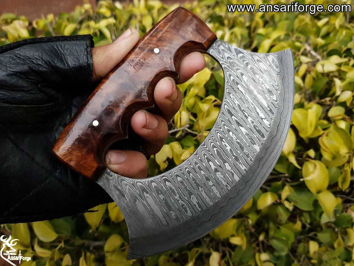 Handmade Damascus Steel Alaska Ulu Knife With Sheath