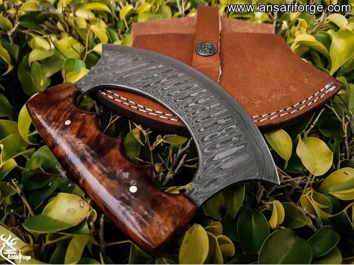 Handmade Damascus Steel Alaska Ulu Knife With Sheath