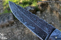 Handmade Damascus steel bone handle hunting knife 9.0 inches survival knife with leather sheath