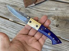 Custom made beautiful Damascus Steel pocket knife.