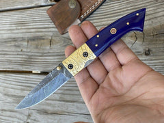 Custom made beautiful Damascus Steel pocket knife