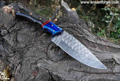 Custom Handmade Damascus Hunting Knife - Best Damascus Steel Blade Hunting Skinning Knife- Fixed Blade Camping, Survival Knife With Leather Sheath