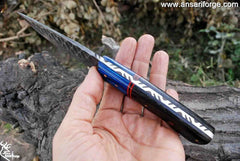 Custom Handmade Damascus Hunting Knife - Best Damascus Steel Blade Hunting Skinning Knife- Fixed Blade Camping, Survival Knife With Leather Sheath