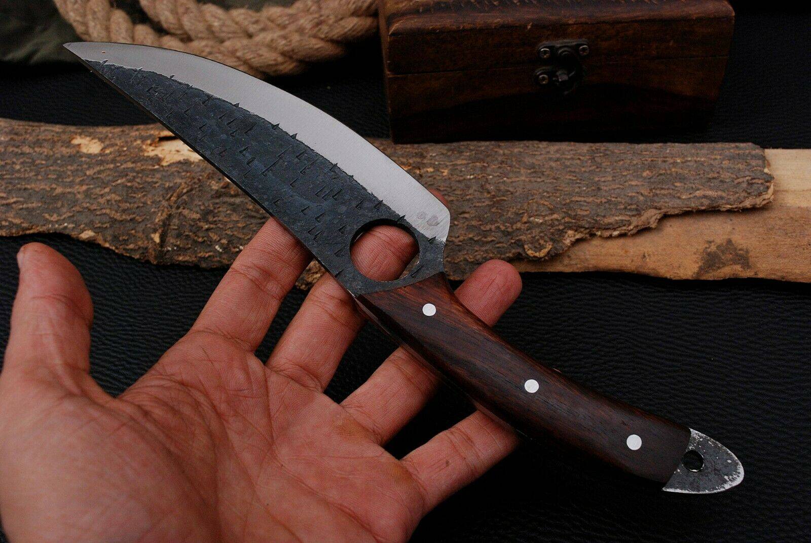 Handmade High carbon steel butcher knife forged rail road knife