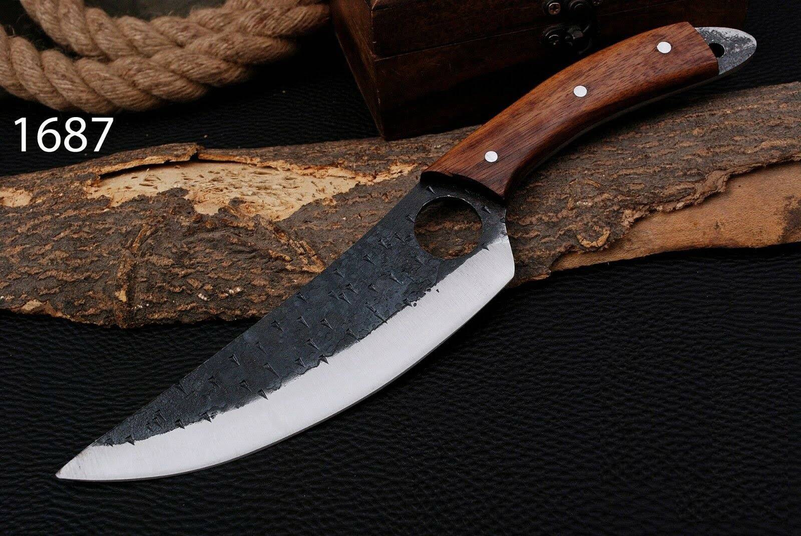 Handmade High carbon steel butcher knife forged rail road knife