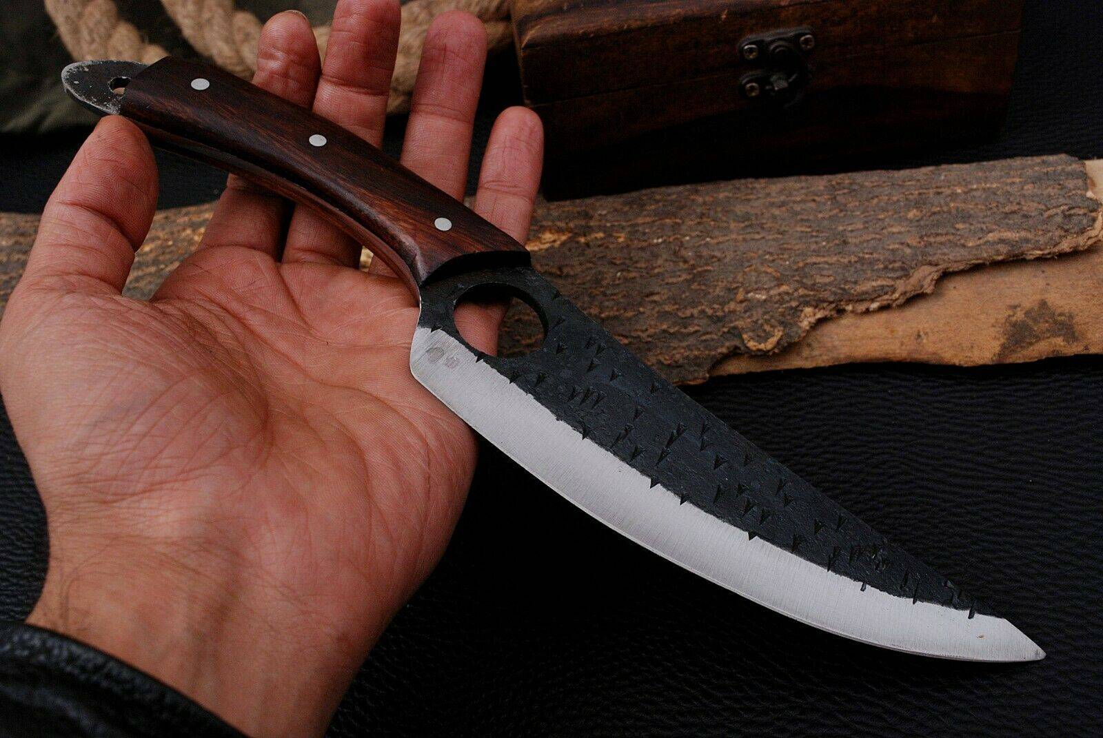 Handmade High carbon steel butcher knife forged rail road knife