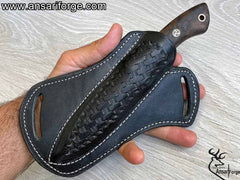 Handmade Damascus Hunting Knife | Bushcraft Knife with Sheath | 9'’ EDC Survival Knife for Men | Fixed Blade | Walnut Wood Handle