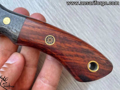Handmade Damascus Hunting Knife | Bushcraft Knife with Sheath | 9'’ EDC Survival Knife for Men | Fixed Blade | Rosewood Handle