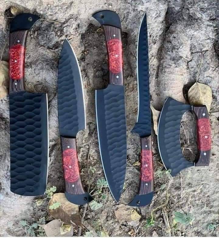 Beautiful Stainless steel black coated chef knife set