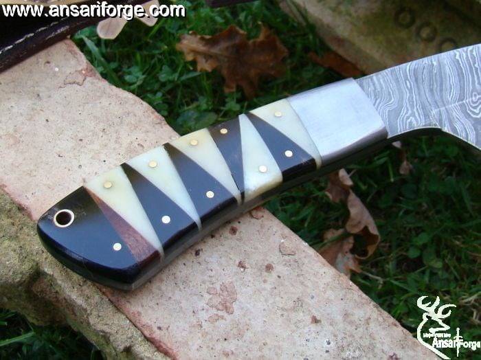 Custom Made Damascus Tactical Hunting Knife 13 inches long with Leather sheath