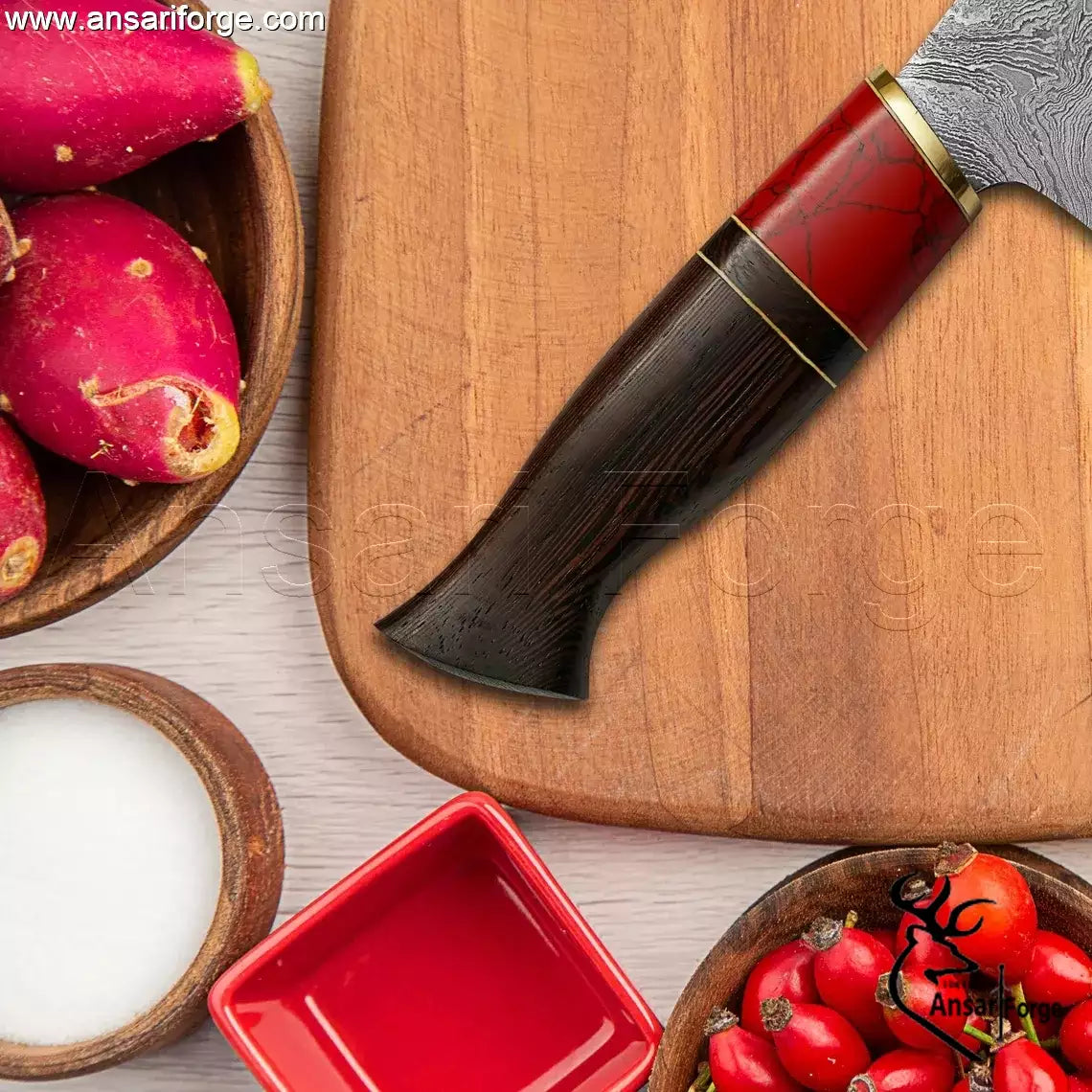 Ergonomic handle of kitchen knife.