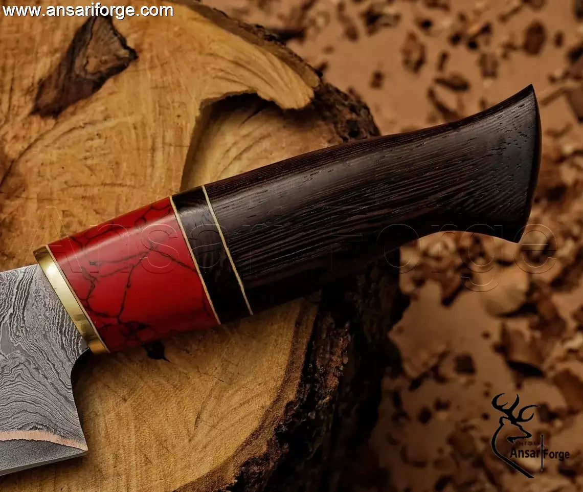 recon stone and brass bolsters chef knife handle.