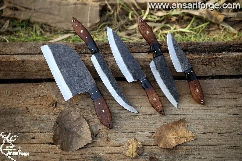 Professional Chef Knife Set with German High Carbon Stainless Steel Kitchen Knife Set 5 PCS with Finger Guard,Knives Set