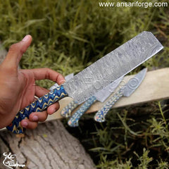 Ansari Forge Damascus Steel Kitchen Knives – Handcrafted for Precision and Style.