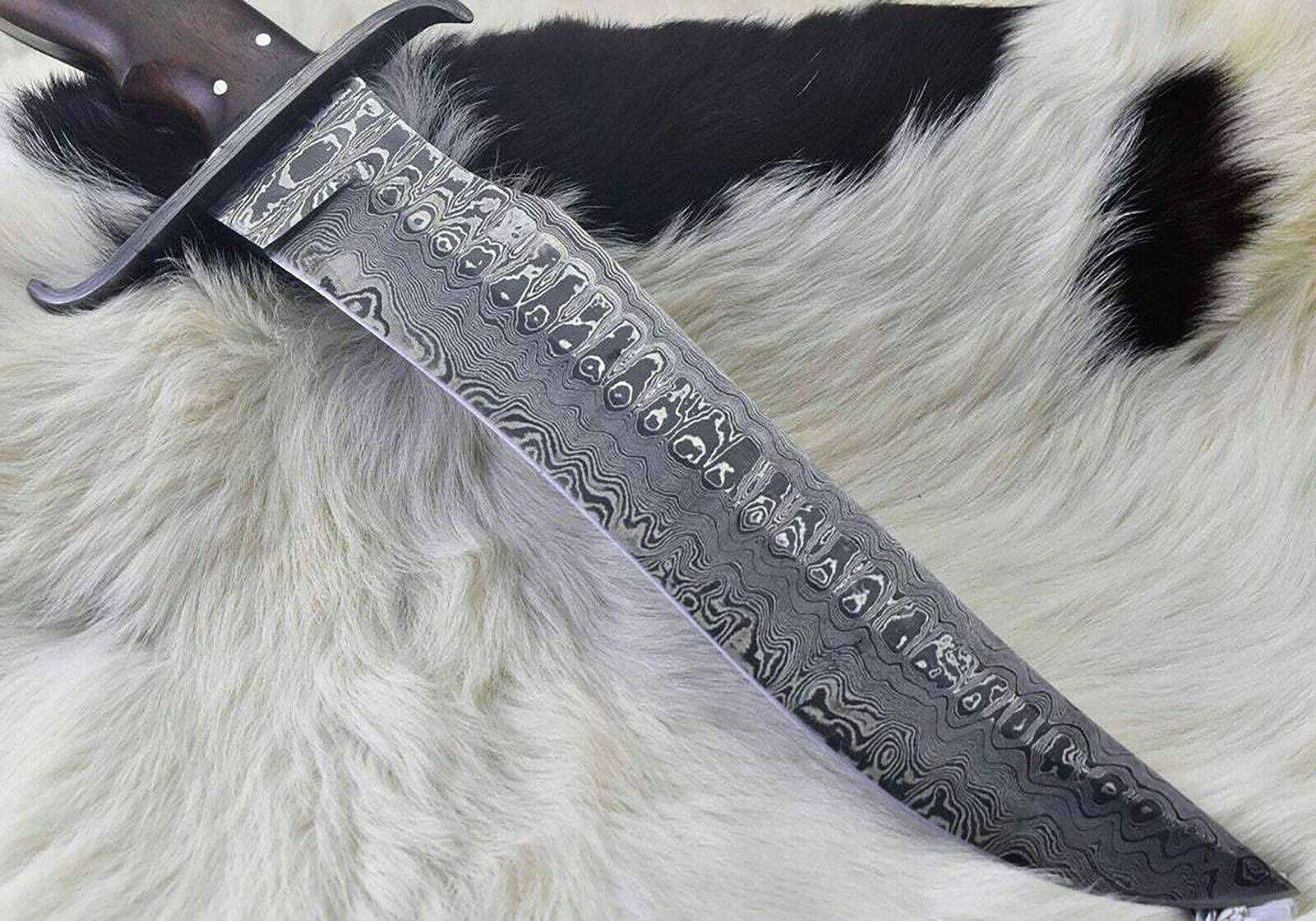 Damascus steel handmade custom Bowie knife