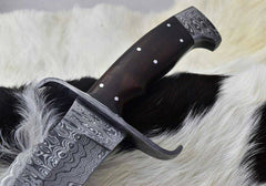 Damascus steel handmade custom Bowie knife