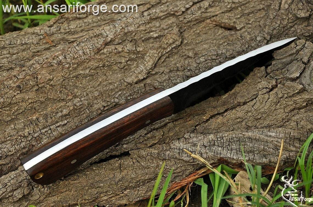 Custom Handmade Forged Hunting Knife featuring a high carbon steel full tang blade.