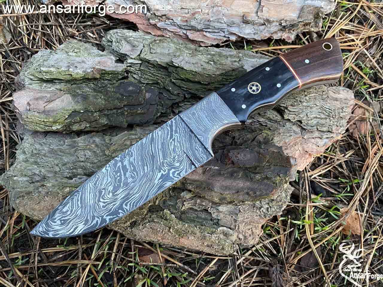 Handmade Damascus Hunting Knife Bushcraft knife with Sheath 9.0 Inches Fixed Blade Survival knife